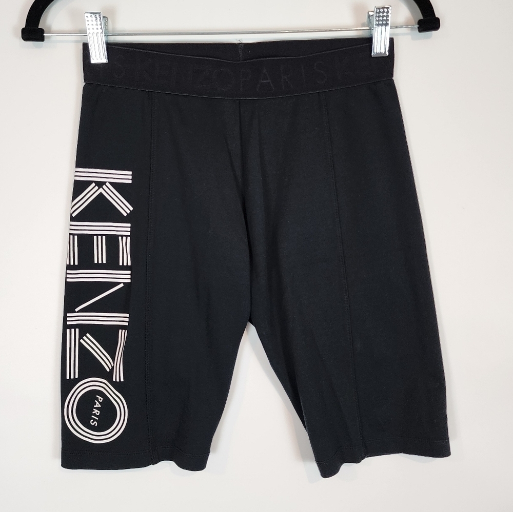 Kenzo Black Logo Sport Cyclist Shorts Cotton Stretch Biker Shorts US size Small - Picture 3 of 13